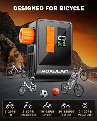 #ad AUXBEAM Portable Bicycle Tire Pump Max 120 PSI Fast Inflation Bike Air Pump $53.99