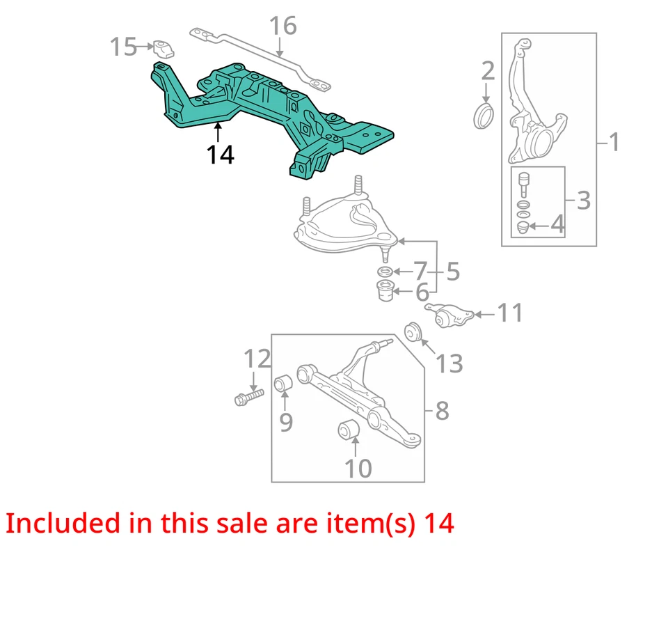 1993-1997 Honda Civic Del Sol Front Crossmember Sub Frame Cradle OEM - Image 3 of 4