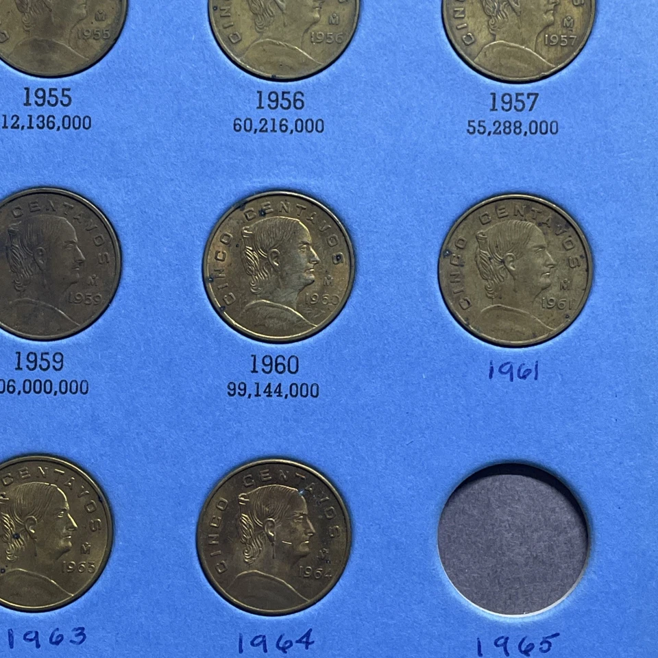 Carpeta México 5 Centavos Whitman #9698 Con Monedas 1954 - 1964 Incluye Fecha Clave Foto 4 de 4