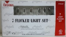 Everglow  String of 7 Flicker Candle Flame Christmas Lights, Green Wire