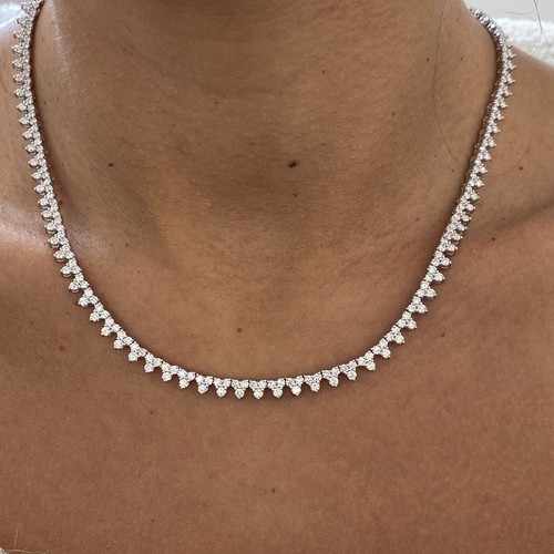 Round Lab-Created Diamond Tennis Necklace 7.77ct E/VS1 14K White Gold - Picture 3 of 9
