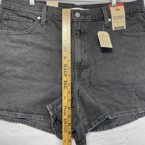 Pantaloncini jeans Levis a vita alta mamma (18 W) vita 38 meravigliosi neri alti nuovi con etichette - Foto 11 di 16