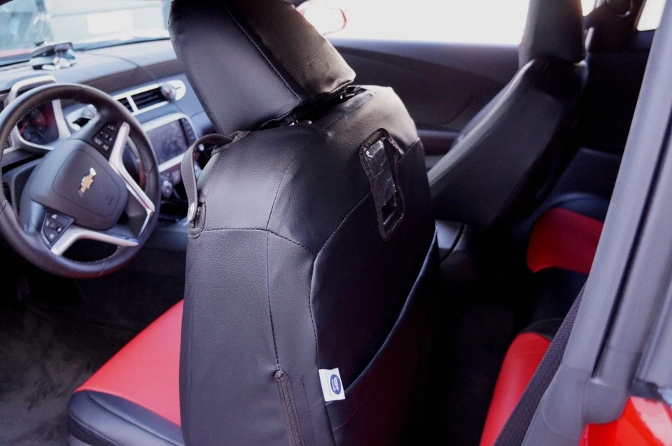 for CHEVY CAMARO 1979-2015 IGGEE S.LEATHER CUSTOM FIT 2 FRONT SEAT COVERS PAIR - Image 3 of 4