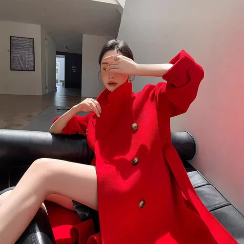 OFF WHITE Cappotto lana double face donna medio lungo nuovo completo colletto lana trench cappotto giacche