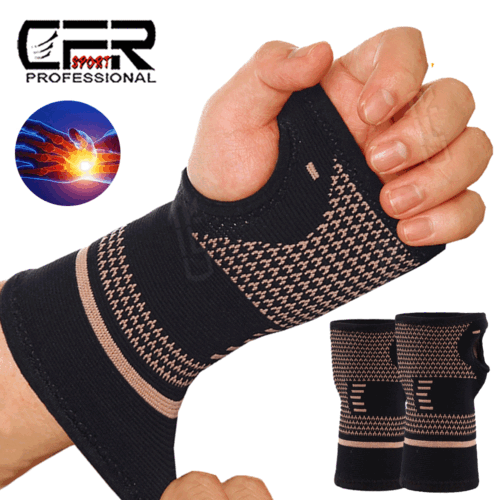 Copper Wrist Support Brace Compression Arthritis Sport Carpal Tunnel Hand Pain D - Picture 1 of 14