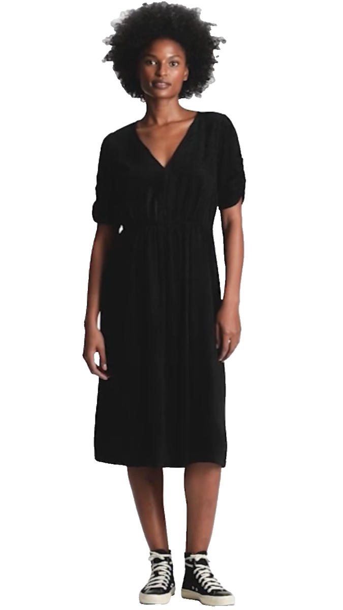 black corduroy midi dress Shaw Stretch Corduroy Midi Dress Black