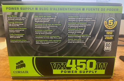 CORSAIR CMPSU-450VX 450 W ATX12V V2.2 80 PLUS  Active PFC Compat w/ i7 NEW