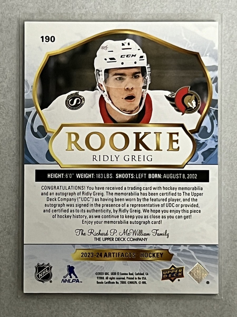 2023-24 Upper Deck Artifacts GOLD DUAL AUTO JERSEY ROOKIE RC Ridly