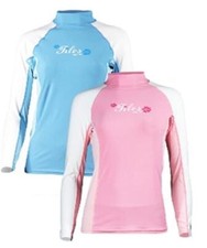 Tilos Womens 8oz Longsleeve Rashguard Size L Blue Scuba Snorkel Surf Kayak Gear