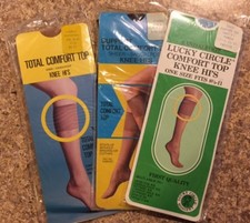 Vintage Pantyhose Knee Highs Lot of 3 Size: 8 1/2 - 11 Nylon NOS Free Shipping