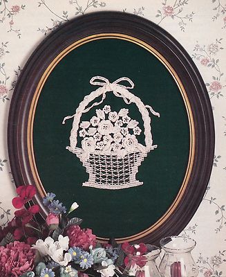 PRETTY Framed Flower Basket/Decor/Crochet Pattern INSTRUCTIONS ONLY