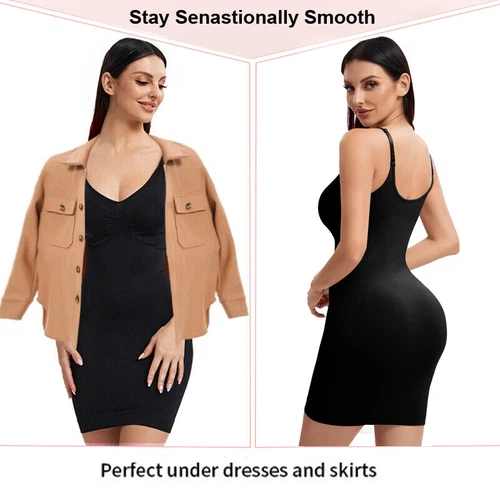 Firm Full body Shaper V-Neck Tank Slip Dress Slimming Underwear Tummy Control - Picture 13 of 35