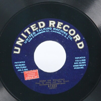 Keep on Walking 78 rpm Jones Van Brunt & San Francisco Bound Standard Male Quart