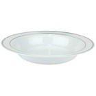 Plastic Silver Foil Dual Trim White Bowls 19cm Pack of 6 Party Wedding