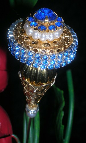 CattWalk Original ~ Vintage Dark Sapphire Rhinestone Pillbox Hatpin - Picture 2 of 3