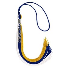 Endea Graduation Royal Blue/Gold/White Tassel With Silver Stacked Date Drop