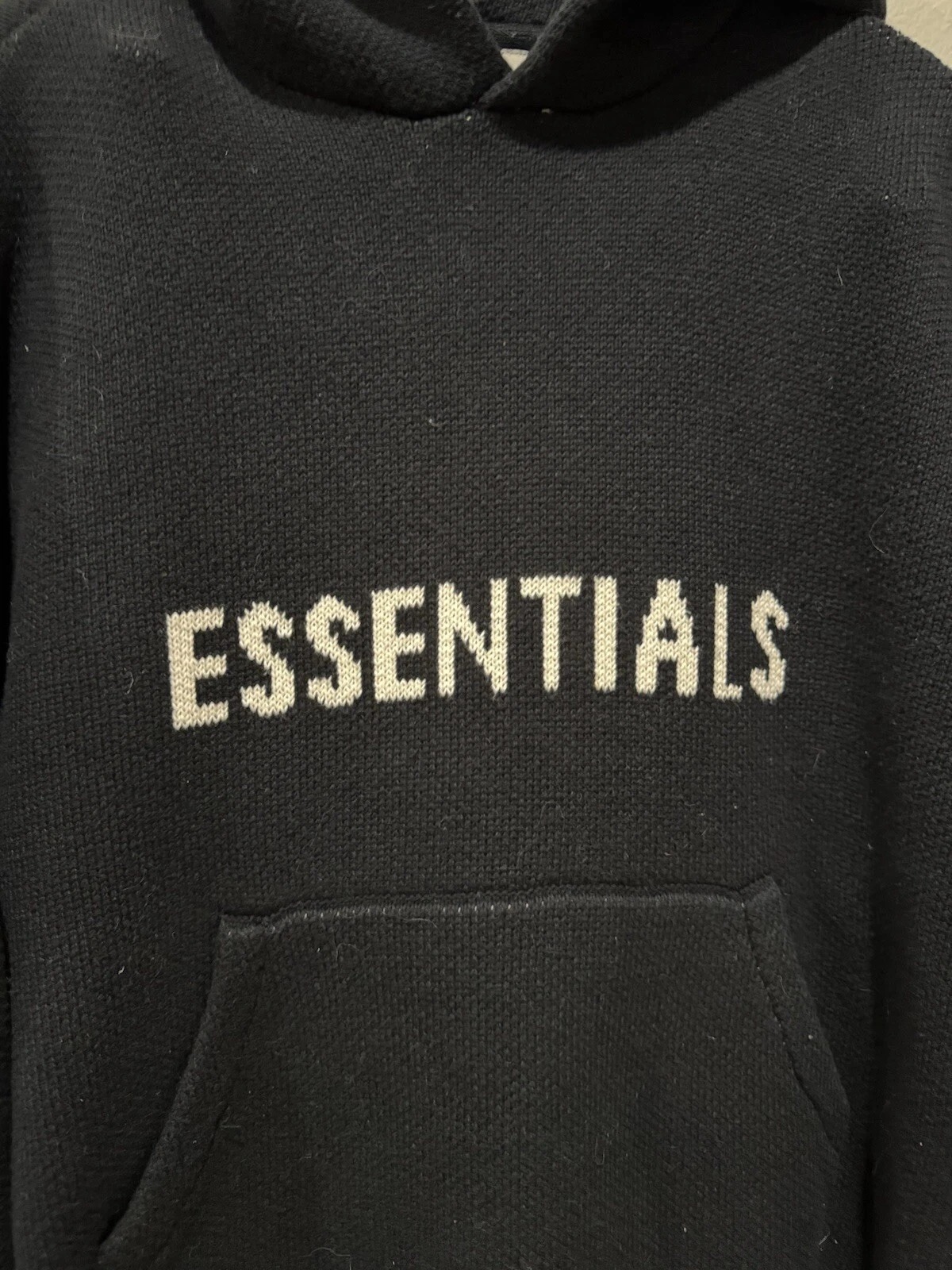 Felpa con cappuccio Fear Of God Essentials in maglia nera usata taglia XS