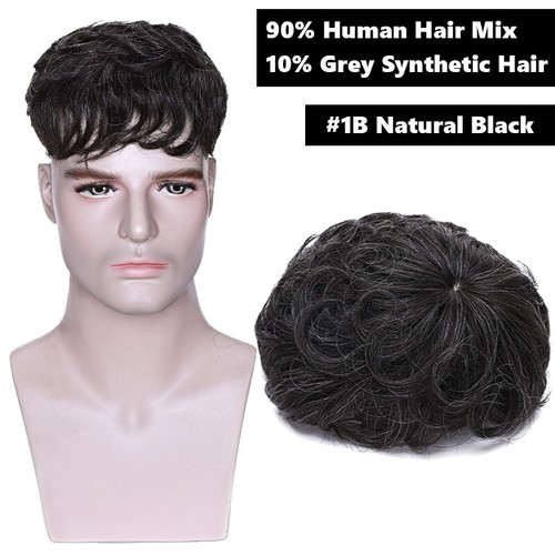 Pelucas con clip para postizos de cabello humano Remy real Toupee para hombre - Imagen 14 de 17