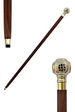 Vintage Brass Handle Victorian Wooden Walking Stick Canes Antique Designer Gift