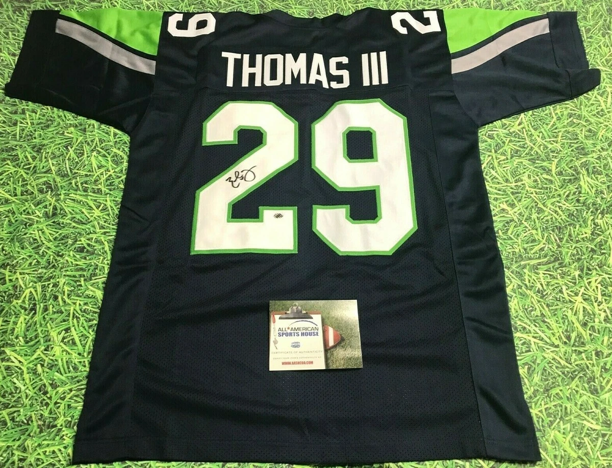 THOMAS III AUTOGRAPHED SEATTLE SEAHAWKS JERSEY AASH DISCOUNTED DAMAGE | eBay