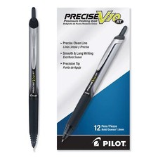 Pilot Precise V10 RT Rolling Ball Pens 12 Pack Black Smooth Ink Writing Tool