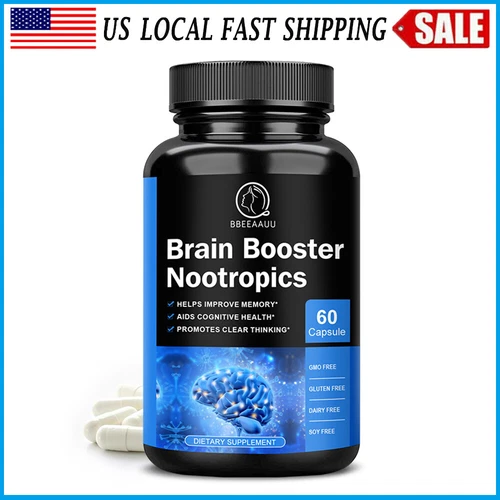 Brain Booster Nootropic Supplement Support Focus Energy Memory & Clarity 60Pills