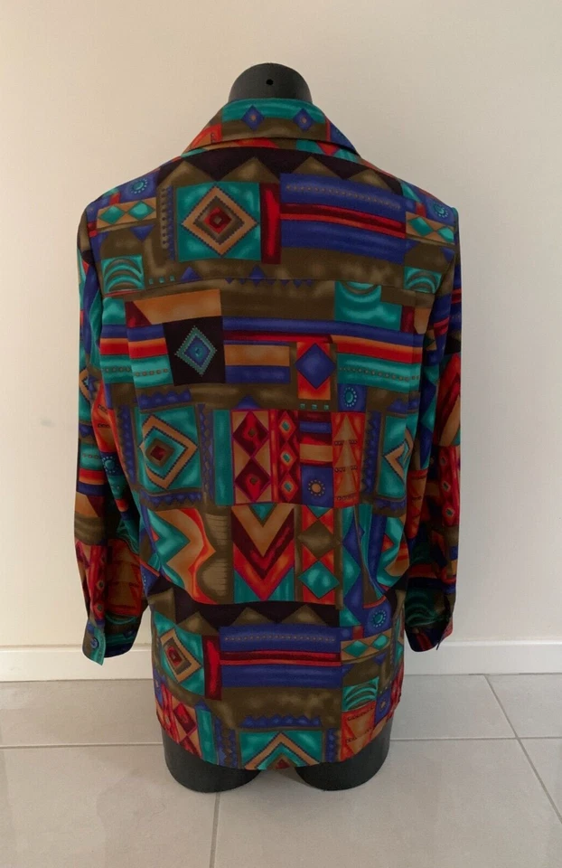 DRESS COMPANY STITCHES Womens Vintage Retro Multicoloured Buttoned Shirt Size 12 - Image 4 of 4