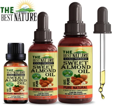 Sweet Almond Oil Certified Organic Cold Pressed For Face Dry Skin Damaged Hair