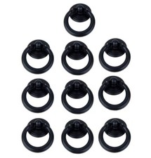 10 x Black Single Hole Round Ring Pull Handle Cabinet Knob Drawer Door Cupboard