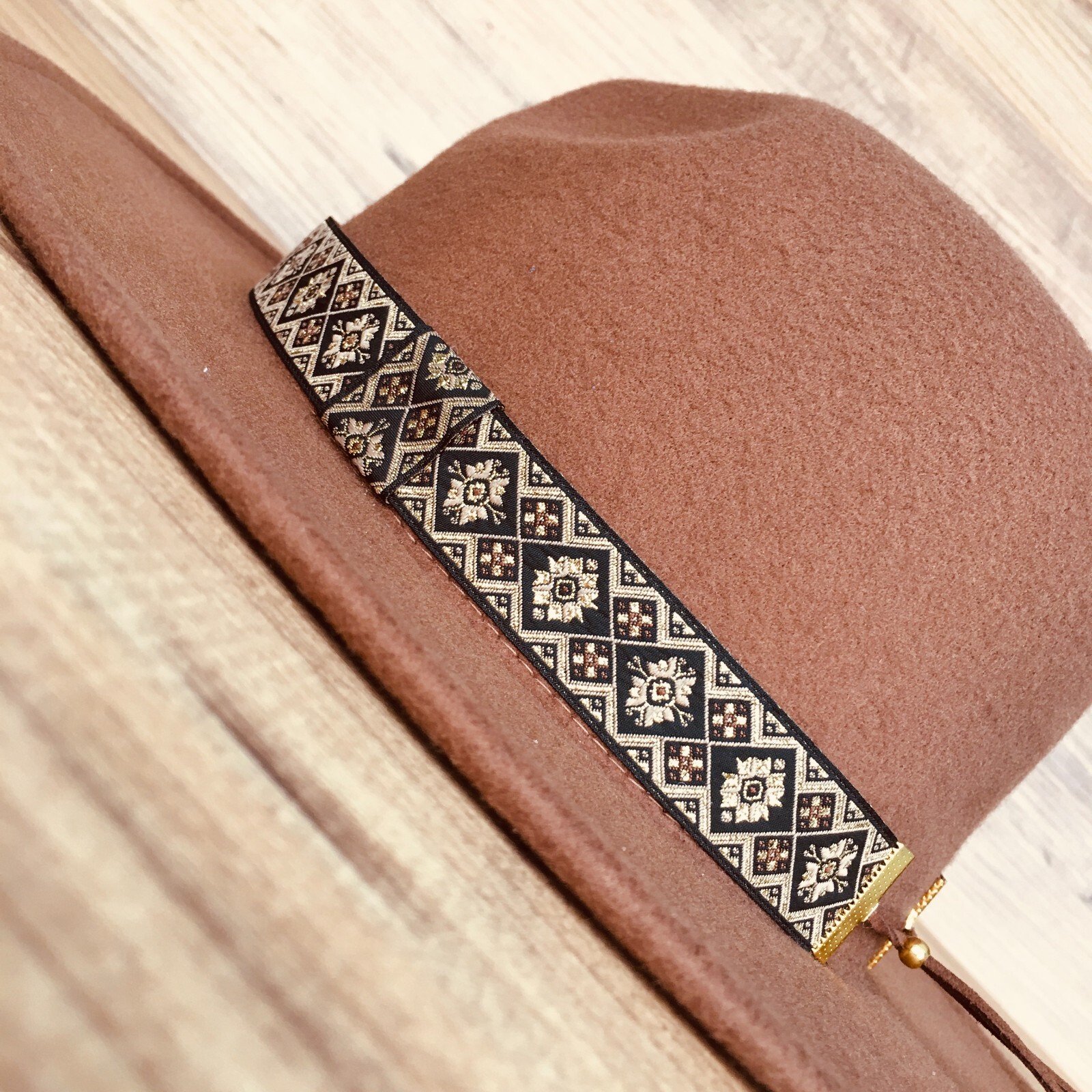 Hand Made Cowboy Hat Band - Leather & Metal Adjustable For Panama Fedora