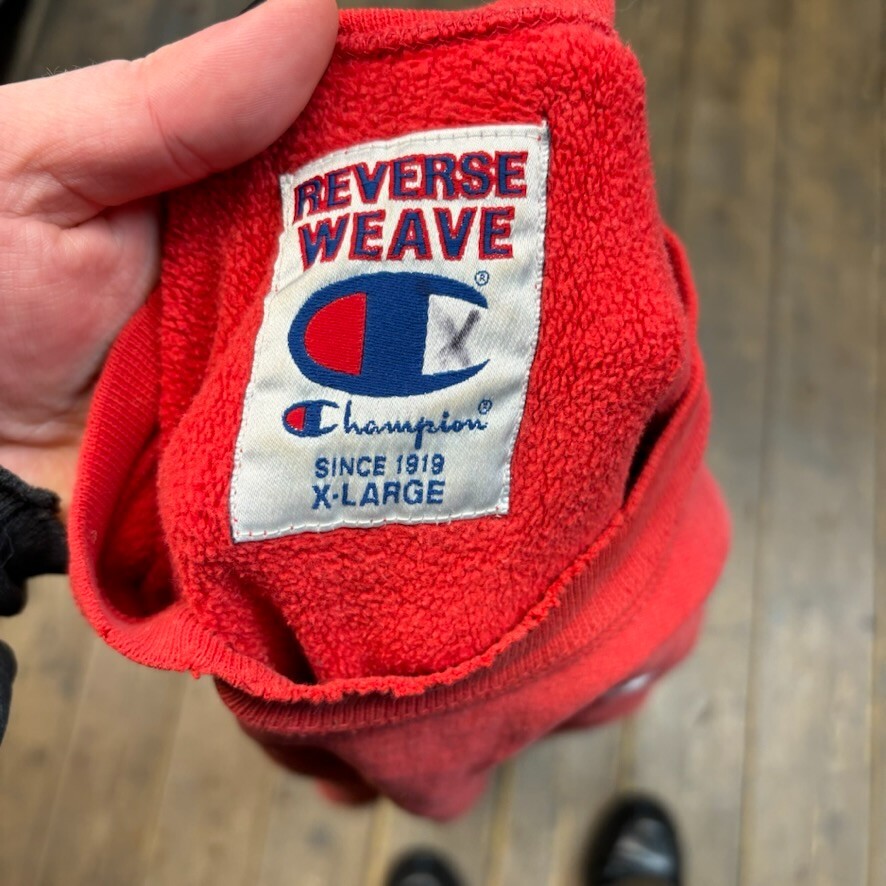 Champion Sweatshirt Y2K Reverse Weave Pull Over Jumper, Red, Mens XL image 8