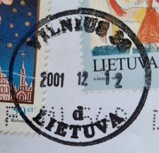 Lithuania: 12 December 2001 Vilnius Postmark on 2 Stamps