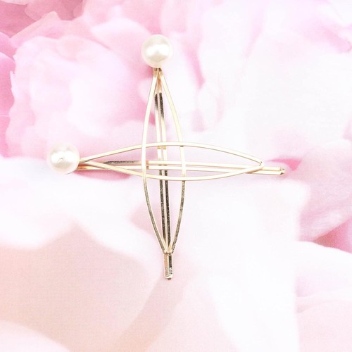 Vintage Pearl Hair Clip Set Barrette Boho Gold Hair Pin Retro Hair Barrette Deco - Picture 5 of 7