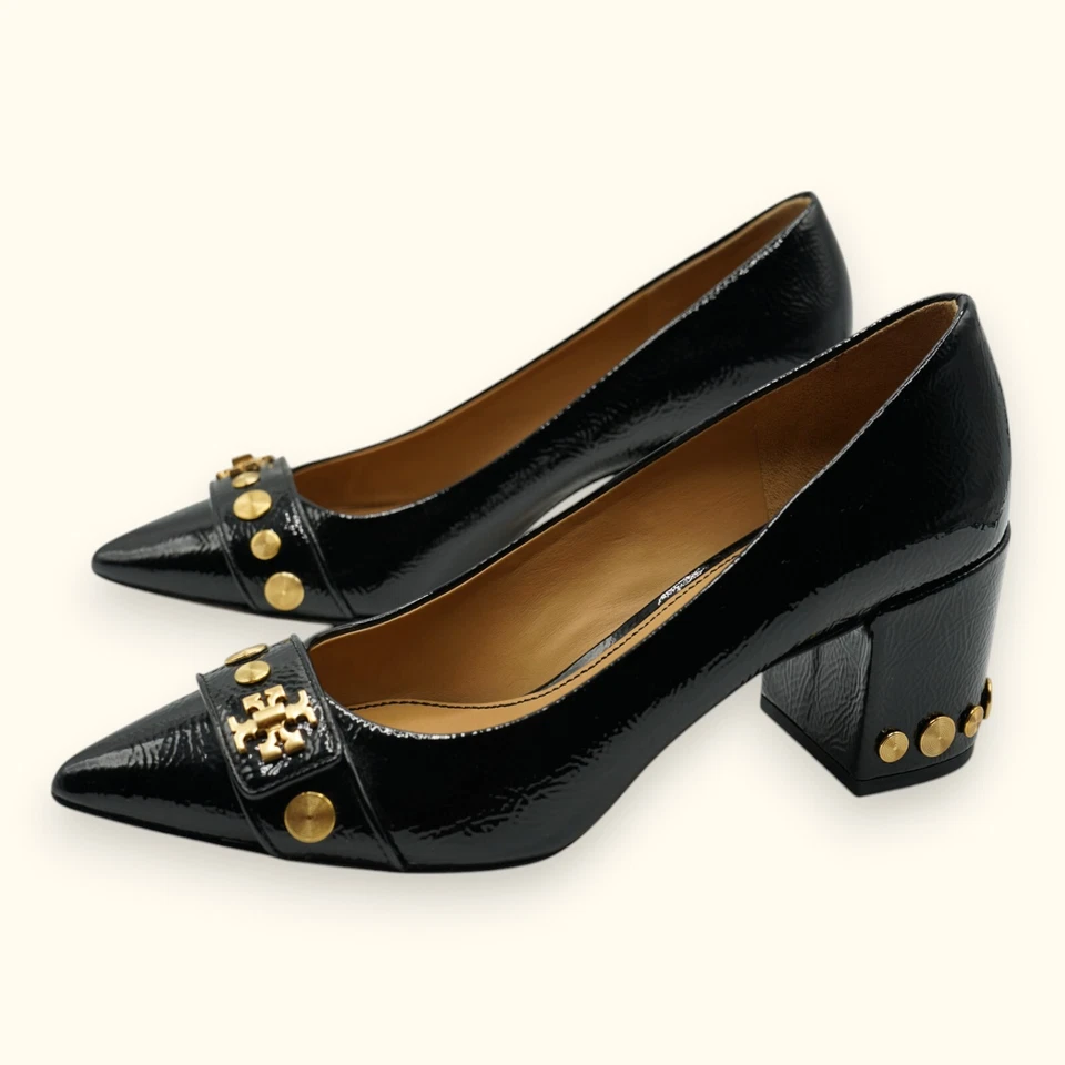 Zapatos de salón para mujer TORY BURCH Kira charol logotipo talla 7,5 M #57517 Foto 3 de 4