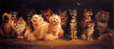 Cat Chorus by Moonlight   Louis Wain 1925 Art Print   Singing Cats Under Moon