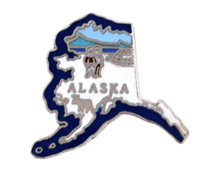 Vintage ALASKA Map Lapel Hat Pin Eskimo Igloo