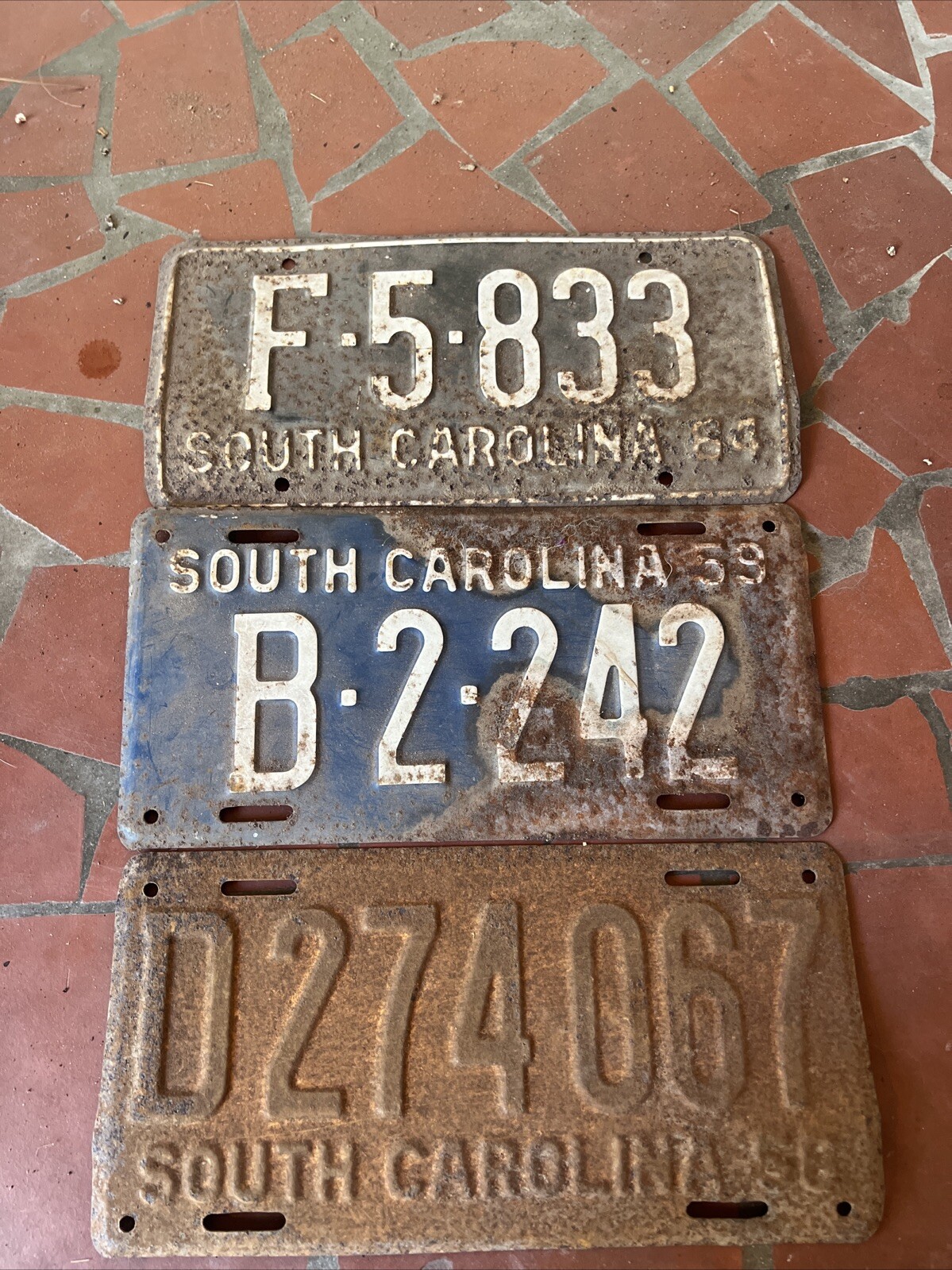 3 Sc Vintage License Plates