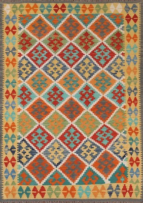 Flat Weave Kilim Oriental Reversible Area Rug 4'x6' Wool Handmade Foyer Carpet