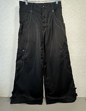 Vintage Y2K Kikwear Baggy Wide Leg Nylon Black Blue rave pants neon rave Cyber