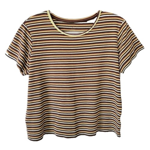 White Stag Women's L(12/14) Black & White Floral Scoop Neck T