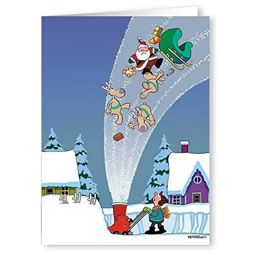 STONEHOUSE COLLECTION Santa Snow Removal - 18 Funny Christmas Cards & Envelopes - 20054a