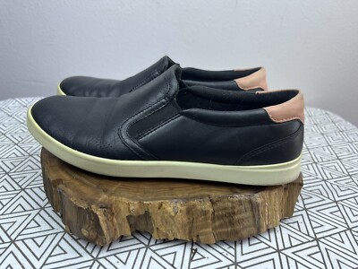 Ecco Men's Cathum Slip On Shoe 38EU Moc Toe Sneaker Black Nubuck Light Comfy