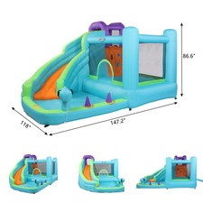 Kids Bounce Castle Inflatable Trampoline Slide Pool Basket Bouncy House