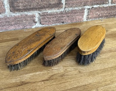 3 Vintage Holz Schuhputzbürste Schuhe Stiefelglanzbürsten Reinigungsbürste