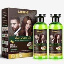 UNIK Hair Color Gel | Dark Brown | Natural Hair Colour Gel | 2 x 250 ml