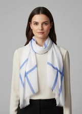 Vintage Block Stripe Cotton Blend Scarf