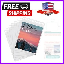 100Pack Acid-Free Photo Sleeves Crystal Clear Storage Bags for 11x14 Print ...