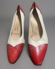 Vintage Salvatore Ferragamo Women  s Gray With Snakeskin Tips Pumps Size 9AA VGUC
