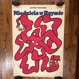 Original 1967 Polish Theater Poster: Niedziela W Rzymie/Sunday in Rome / Swierzy