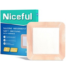 Niceful 6" x Silicone Super Absorbent Wound Dressing 8 6"x6" 8 Count 